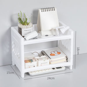 2 Layers Simple Folding Desktop Storage Rack Shelf Student Dormitory Folding Hollow Shelf Skin Care Storage Table Organizer Cosmetic Jewelry Bathroom Rack
