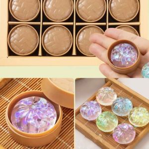 BAIN 24pcs/set Food Shape Mini Dumplings Squishy Soft Cute With Steamer Squishy Crystal Bun Venting Office Squeezable Fidget Sensory Toy Kids Toy