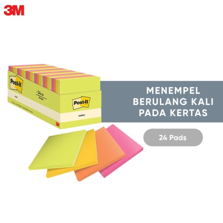 Postid Color Post-it Original Color Notes Assorted Color 3x3 inch 654-24ASST ...