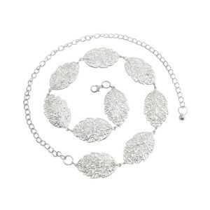 Belt Per Sabuk Wanita Fashion Gesper Cewek Ikat Tali Pinggang Per Motif Daun Korea Rantai Model Daun Silver Gold