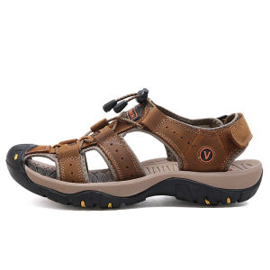SCHOLL Mens Outdoor Sports Sandals Shoes Protect Toes Hiking Sports Sandals Wading Shoes Leather Beach Shoes