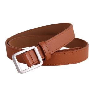 MINIYX Fashion Vintage Retro Leather Belt Thin Waist Strap Trouser Dress Belts Non-Porous Buckle Waistband