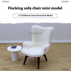 [COD] yixiayun 1 Piece 1 12 Dollhouse Mini Plush Sofa Chair Side Table Furniture Model For Doll House Decor Miniature Simulation Single Person Sofa