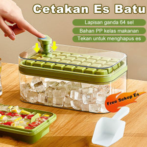 Ice Cube Tray Push Lid Korea / Cetakan Es Batu Tekan Wadah Transparan H661