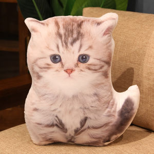 JOJO CASTLE 50cm Simulation British Shorthair Cat Plush Toys 3D Printed Animal Pillow Cushion Cats Stuffed Home Decor Birthday Gifts for Baby Kid
