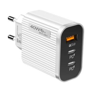 Travel Plug Adapter EU Plug USB Wall Rapid Charging Block for Phone Tablet Double PD & USB Port Power Adapter