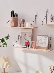 3pcs Shelves for Wall Set Wooden Wall Storage Panels Floating Hanging Shelves Display Rack With Nail