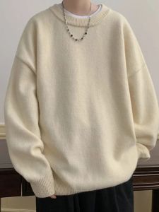 Autumn Mens Casual Solid Color Knitted Sweater New Korean Fashion Cewneck Pullovers Man Y2K Vintage Jumpers Streetwear Clothes2026