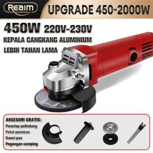 REAIM Mesin Gerinda Angle Grinder Mesin Gerinda Tangan Listrik Angle Grinder Penggiling Sudut Portable Multifungsi Untuk Potong