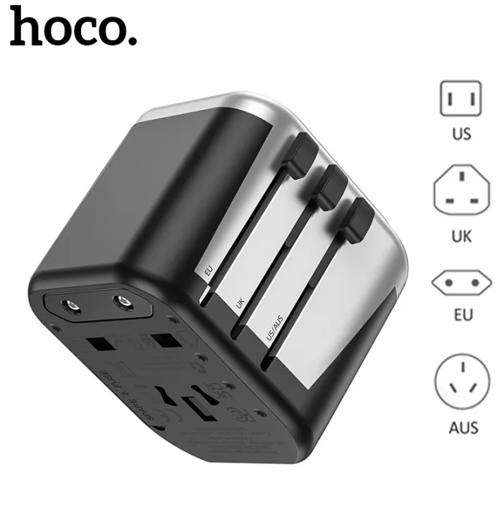 HOCO AC5 100% Original Universal Travel Adaptor Multifunctional All-in-one Charging Adapter Plug[US.UK.EU.AUS]Worldwide Wall Adapter Portable Power Socket For