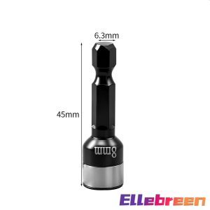 Ellebreen 8mm Hex Socket Nut Driver Socket Adapter No-Magnetic Steel Ball Sleeve Metal Hexagonal Socket 1Pc