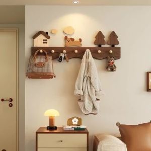 FFBH Behind Door Wall Clothes Hanger Cartoon Style Garment Hook Entryway Storage Rack Wall Creative Key Hat Garment Organizer Decor 7P3H9