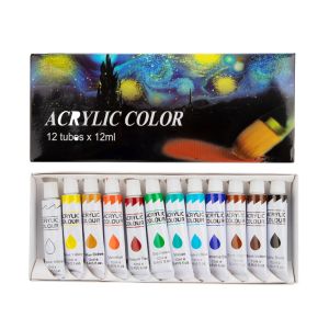 Hightune cat akrilik Acrylic Paint Set Cat Akrilik Set 12/24 Warna 10ml/12ml Lukis Kanvas