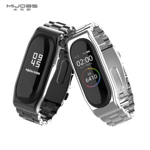 MIJOBS Metal Bands for Xiaomi Mi Band 9 10 8 7 6 5 4 3 Strap Miband 6 7 8 Bracelet Replacement Wristband Compatible With Xiaomi Mi Smart Band 8 9 Mi Fit Adjustable Stainless Steel for Women Men