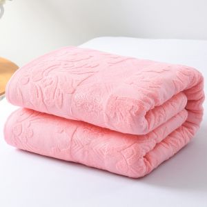 Pure Cotton Solid Color Jacquard Multipurpose Towel Quilt Air Conditioner Blanket Queen King 4/5/6feet Size Bedspread