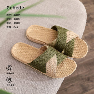 Linen Slippers Woven Straw Shoes For Women Pure Linen Woven Home Shoes Silent For All Seasons Indoor Retro MenS Linen Sandals
