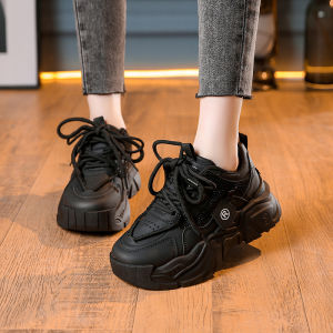 Women Chunky Platform Dad Shoes Double Lace Height Increase Walking Sneakers Casual Outdoor Sports Shoes