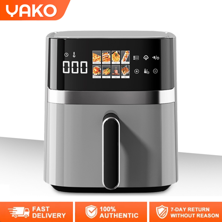 YAKO 6L 10L digital touch air fryer Household Smokeless Fully Automatic French Fries Machine Control Smart Electric Fryer Lazada