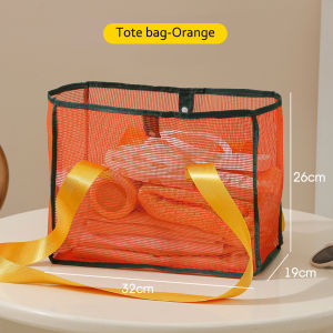 Mesh Beach Bag Large Tote Bag Foldable Swimming Pool Bag for Family 9 Pockets Storage Bag for Toys Cruise Swim Vacation Essentials