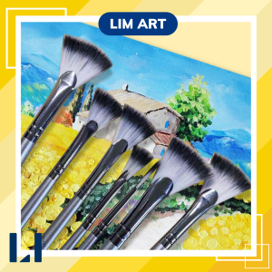 Cọ quạt cán gỗ dài lông mềm. Cọ fan vẽ tranh chuyên dụng cho màu nước acrylic sơn dầu goauche...
