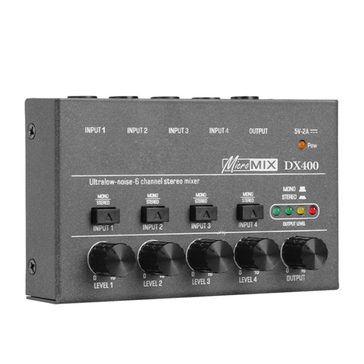 4 Channel Audio Mixer Mini Low Noise Sound Mixer Ultra Compact