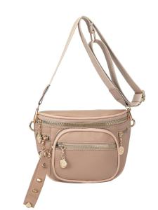 JOANNA BAG #8445 KOREAN PU LEATHER FASHION CHEST SLING SHOULDER BAG MULTI-POCKET FOR WOMEN