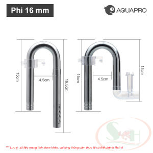 Bộ in out inox Aquapro Mini Skimmer 12 16 mm hút lọc váng nano bể thủy sinh cá tép cảnh