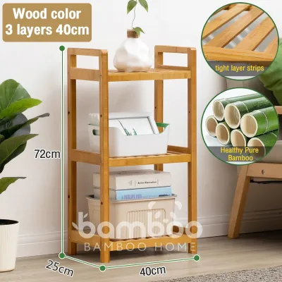 Bamboo Rack Shelf Storage 3/4/5Layers Space Saving Living Room Book Shelf Rack Wooden Bookcase Rak Buku Rak Letak Barang 置物架 花架 鞋架 厨房收纳架 衣架