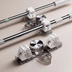 Suction Cup Mop Holder No Drill Mop Hanger Wall Mounted Broom Holder Mop Clip Bathroom Organizer Storage Rack Hooks