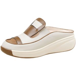 Womens Wedge Slippers Mulles with Soft Leather Soles Summer Comfortable Slippers with Thick Wedge Sandals and Slippers In Fashion