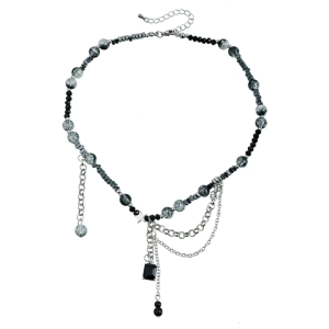 Edgy Tassels Multi Layer Chain Gothic Punk Style Alloy Clavicle Necklace Adjustable Length Neckchain Stylish Accessory