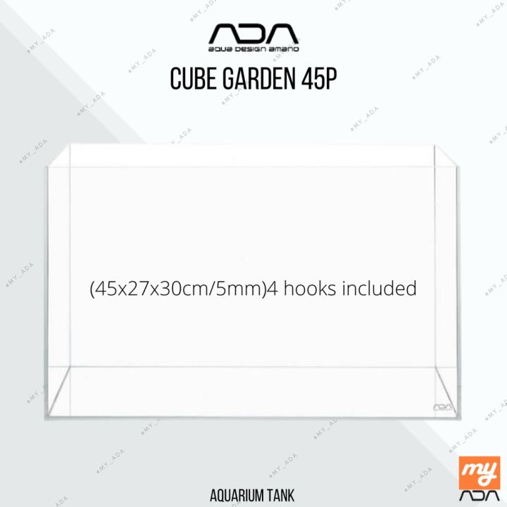 ADA Cube Garden 45P (45x27x30cm/5mm) 4 hooks incl Aquarium Tank Aqua ...