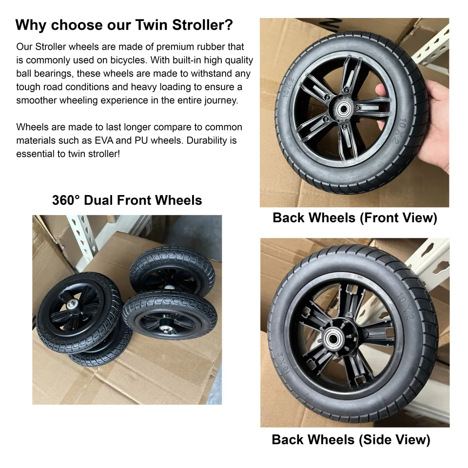 iDS Premium Rubber Wheels Reclining Twin Stroller Double Stroller Dual Stroller Front Back Easy Foldable Big Lockable Wheels Lazada Singapore