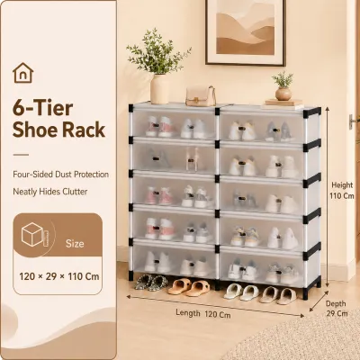 KUKI 2/4/5/6/7Layers Shoe rack organizer with cover Dustproof Waterproof Shoes Storage Indoor and outdoor
