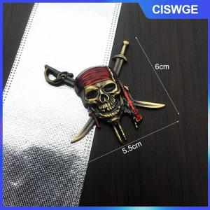 CISWGE Miếng dán huy hiệu biểu tượng đầu lâu cướp biển bằng kim loại 3D tạo kiểu cho xe ô tô Phụ kiện trang trí cá tính vết trầy xước cho xe máy