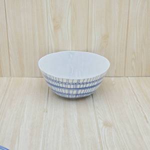 จานเซรามิค ชามเซรามิค  สีน้ำเงิน  ลายเส้น มี 4 แบบ จาน 8.1 นิ้ว  จาน 10.1 นิ้ว  จานทรงลึก 8.5 x 1.75 นิ้ว และ ชาม 7.75 x 3.5 นิ้ว