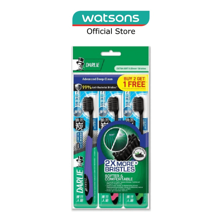 DARLIE Charcoal Extra Soft and Comfortable Toothbrush 99.9% Anti-Bacterial Bristles