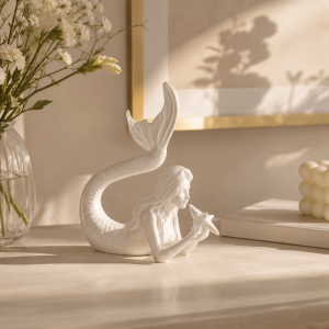 YOUSHI TOP Home Decoration Mermaid Statue 3D Printed Creative Fish Sculpture Collection Nordic Style Bird Flower Statue  Room