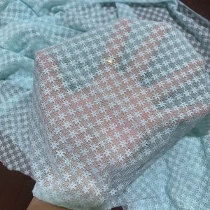 1 Mét Vải Ren Thun Co Giãn 4 Chiều Màu Xanh Mint Hoạ Tiết Ngôi Sao Nhí Khổ 1m6 Hàng Công Ty