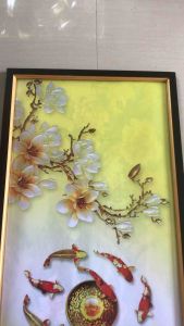 Hiasan Dinding Gambar Cetak 9ikan Koi mengililingi emasikan Koi china Plus Bingkai Uk:50cm x 100cm