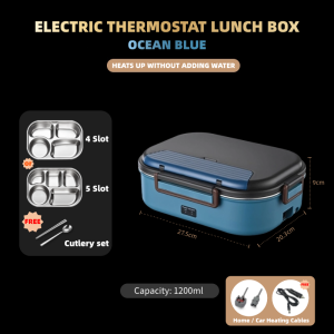 Electric Insulated Lunch Box Portable Waterless Heated Stainless Steel 4/5 Slot Lunch Box With Bag Set