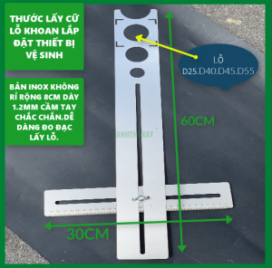 Thước định vị khoét lỗ điện nước kính đa năng bằng thép không rỉ siêu bền
