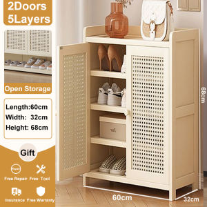 Bamboo mall Shoe Rack Organizer With Door Bamboo Shoe Cabinet Breathable Wooden High Quality