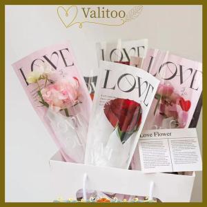 [Valitoo] 20pcs รักโปร่งใสกุหลาบบรรจุภัณฑ์ถุงดอกไม้ช่อพลาสติกช่อเดียวห่อกระดาษหนึ่งตรงถุงดอกไม้บรรจุภัณฑ์