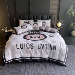 Light Luxury Summer Trendy Brand High-Grade Washed Ice Silk Four-Piece Set Duvet Cover Naked Sleep Bed Sheet Dormitory Bedding Three-Piece Set LZD