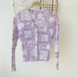 Miyake High-end Wrinkled French Pastoral Fresh Style Fashion Printed Pleated Jacket #2227P