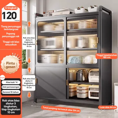 DIDA Set Lemari Dapur Estetik Rak Piring Susun Tertutup dan Rak Microwave Oven Serbaguna