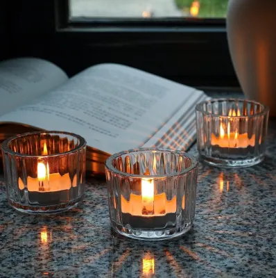 [Tặng Nến] Cốc Đựng Nến Tarot Đế nến Chân Nến Tarot Tealight Vân Dọc Trang trí để bàn sang trọng tối giản