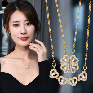 [Hoa Cúc Nhỏ]phong Cách Hàn Quốc Hai Loại Mới Để Đeo Bốn Trái Tim Tình Yêu Có Thể Mở Vòng Cổ Cỏ Ba Lá Trang Sức Dây Chuyền Cao Cấp Cho Nữ Bán Sỉ