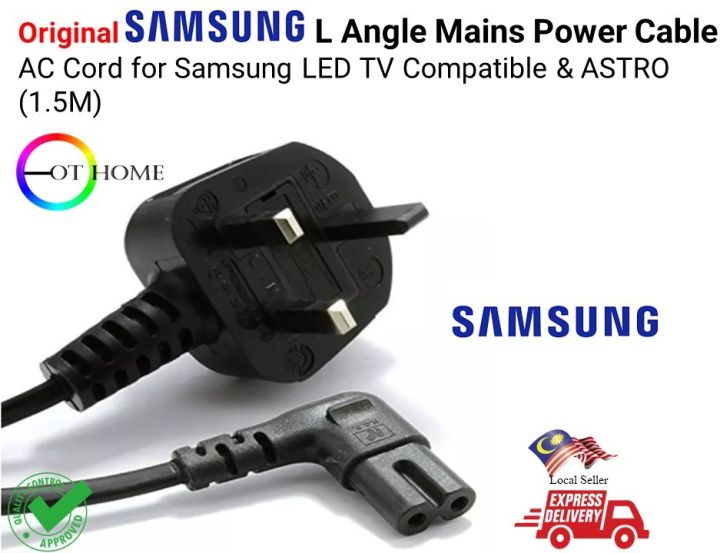 Original L Angle Mains Power Cable AC Cord for all LED TV